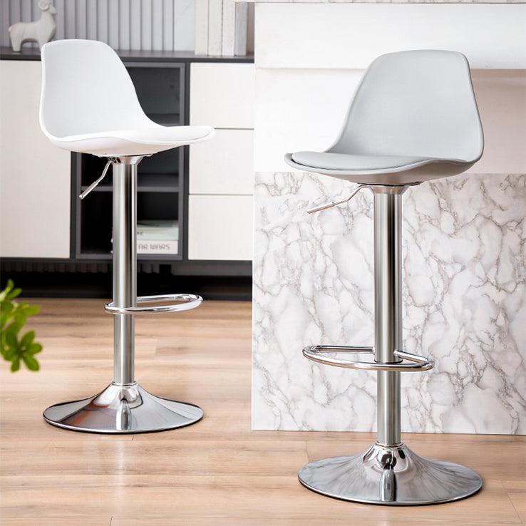 Contemporary Metal Barstool Faux Leather Footrest Adjustable Counter Stool