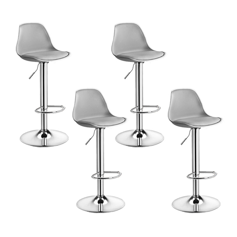 Contemporary Metal Barstool Faux Leather Footrest Adjustable Counter Stool