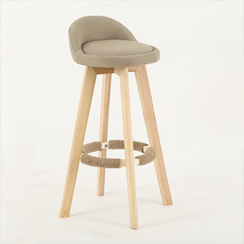 Modern Solid Wood base Bar Stool Upholstered Footrest Bar Stool