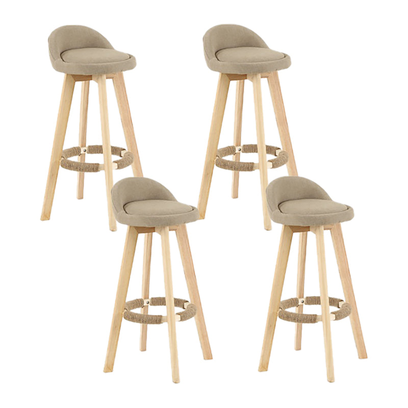 Modern Solid Wood base Bar Stool Upholstered Footrest Bar Stool