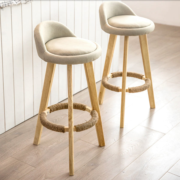 Modern Solid Wood base Bar Stool Upholstered Footrest Bar Stool
