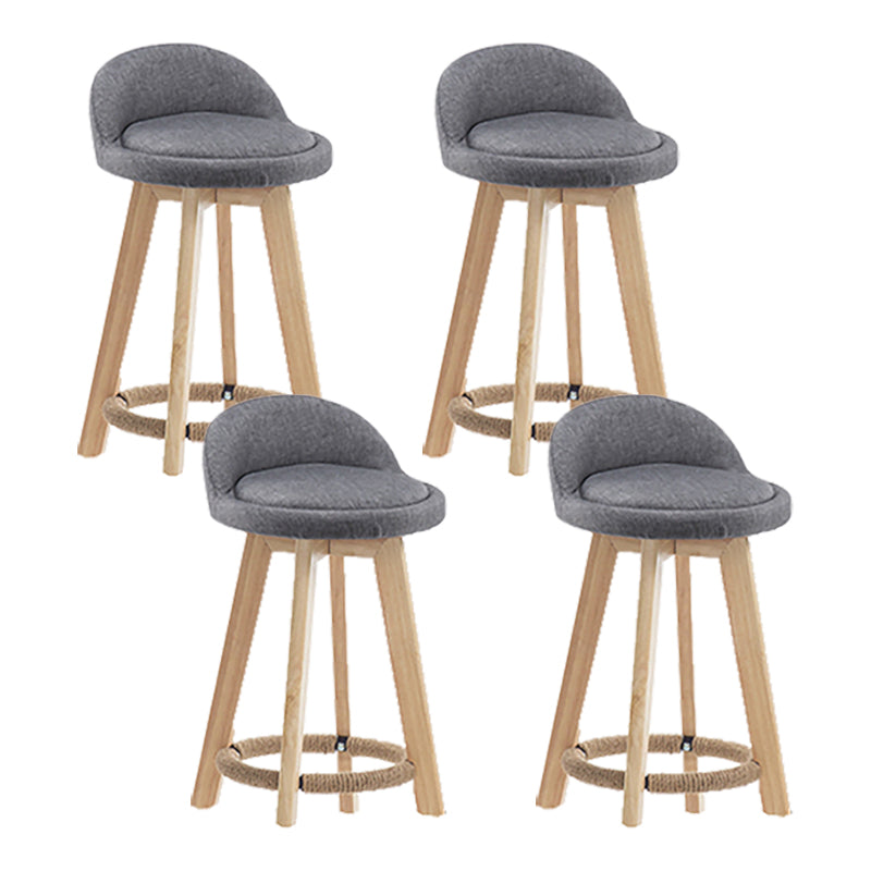 Modern Solid Wood base Bar Stool Upholstered Footrest Bar Stool