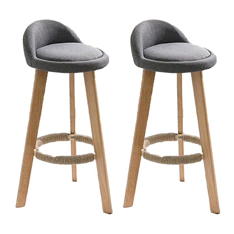 Modern Solid Wood base Bar Stool Upholstered Footrest Bar Stool