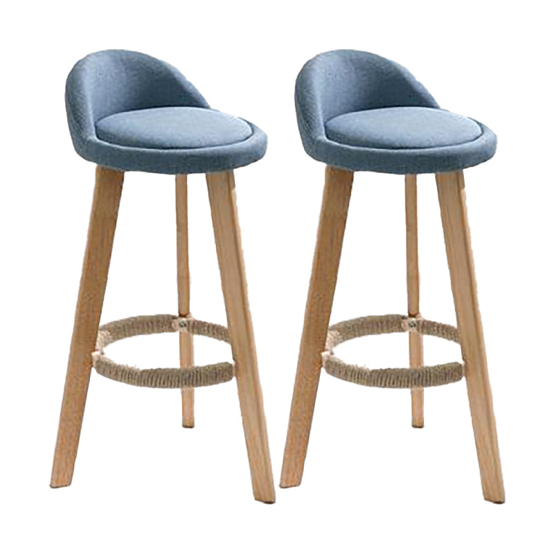 Modern Solid Wood base Bar Stool Upholstered Footrest Bar Stool