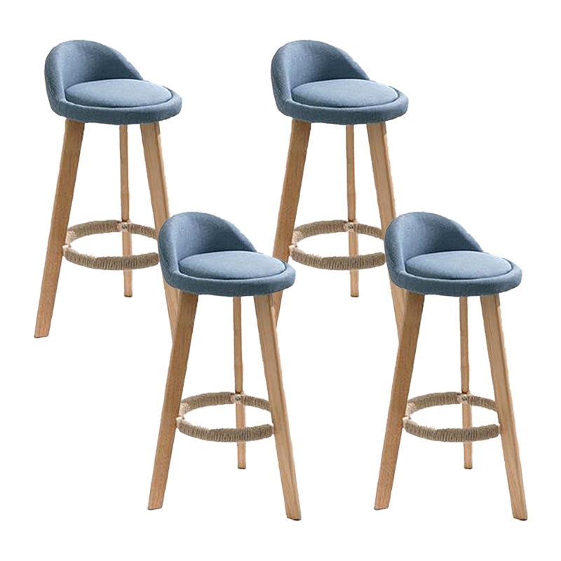 Modern Solid Wood base Bar Stool Upholstered Footrest Bar Stool