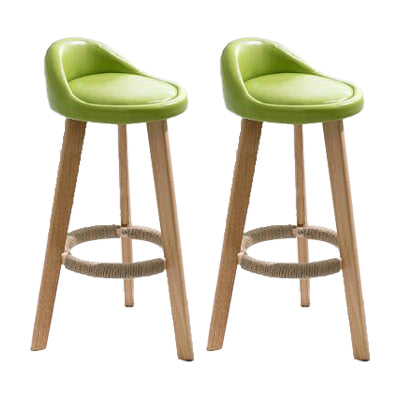 Modern Solid Wood base Bar Stool Upholstered Footrest Bar Stool