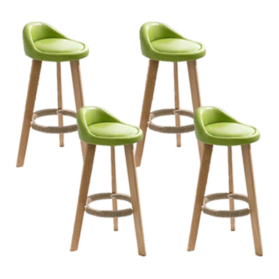Modern Solid Wood base Bar Stool Upholstered Footrest Bar Stool
