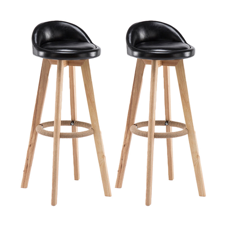 Modern Solid Wood base Bar Stool Upholstered Footrest Bar Stool