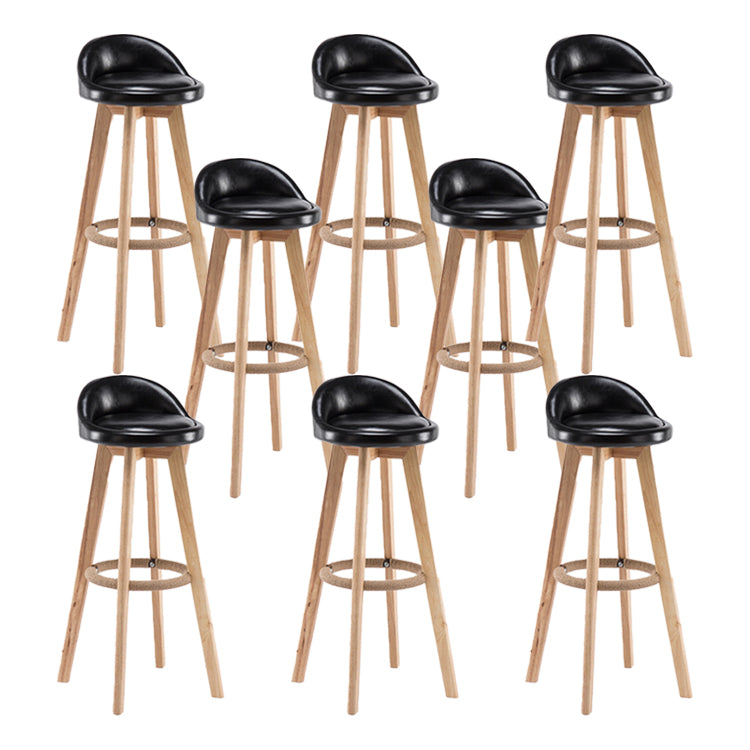 Modern Solid Wood base Bar Stool Upholstered Footrest Bar Stool