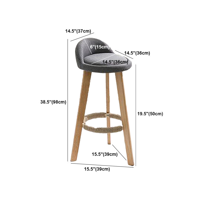 Modern Solid Wood base Bar Stool Upholstered Footrest Bar Stool