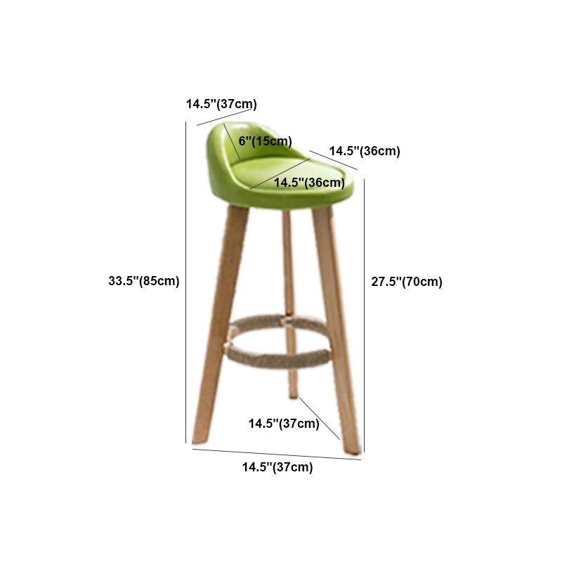 Modern Solid Wood base Bar Stool Upholstered Footrest Bar Stool