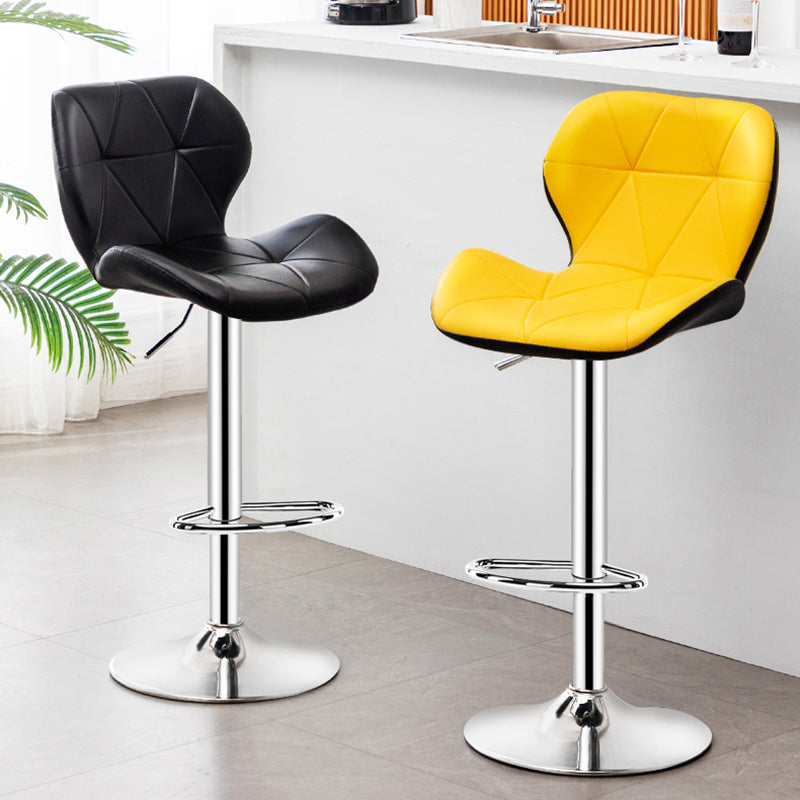 Scandinavian Metal Barstool Faux Leather Footrest Adjustable Counter Stool