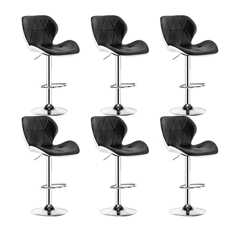 Scandinavian Metal Barstool Faux Leather Footrest Adjustable Counter Stool