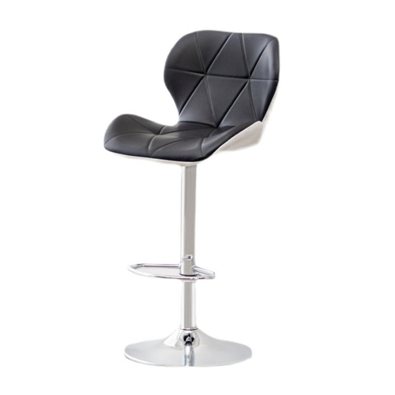 Scandinavian Metal Barstool Faux Leather Footrest Adjustable Counter Stool