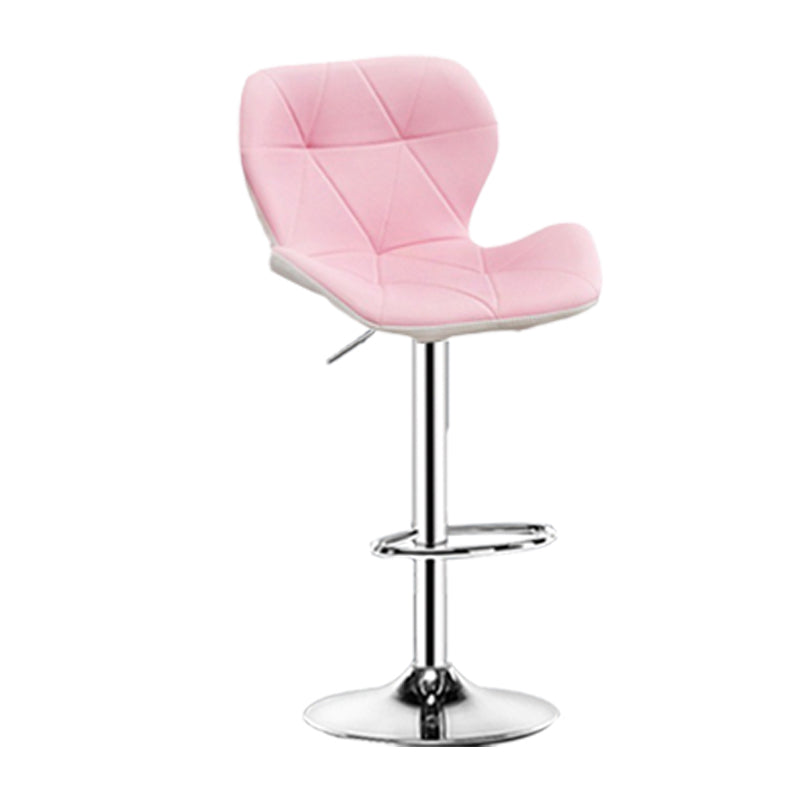 Scandinavian Metal Barstool Faux Leather Footrest Adjustable Counter Stool