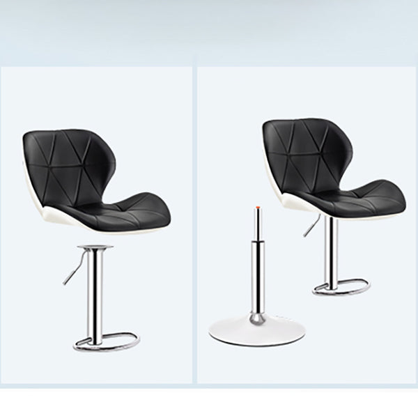 Scandinavian Metal Barstool Faux Leather Footrest Adjustable Counter Stool