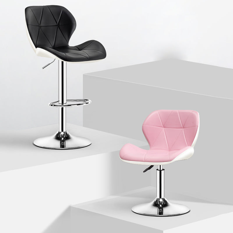 Scandinavian Metal Barstool Faux Leather Footrest Adjustable Counter Stool