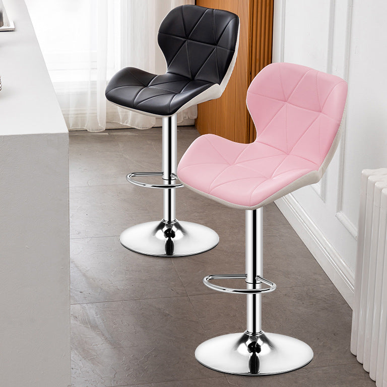 Scandinavian Metal Barstool Faux Leather Footrest Adjustable Counter Stool