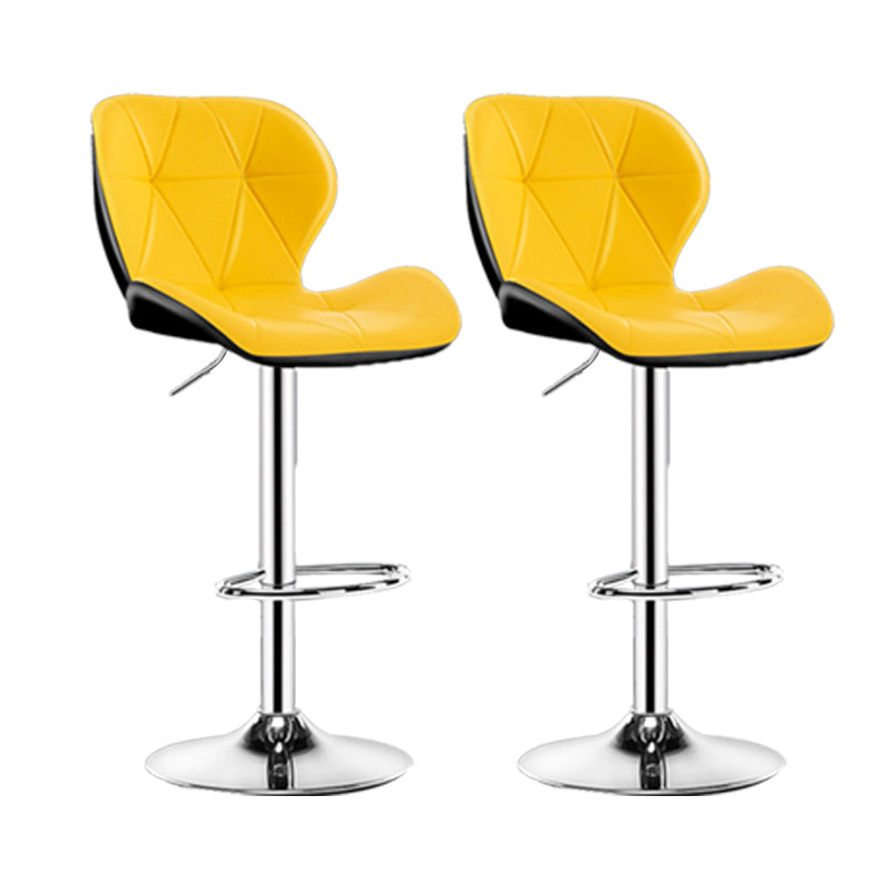 Scandinavian Metal Barstool Faux Leather Footrest Adjustable Counter Stool