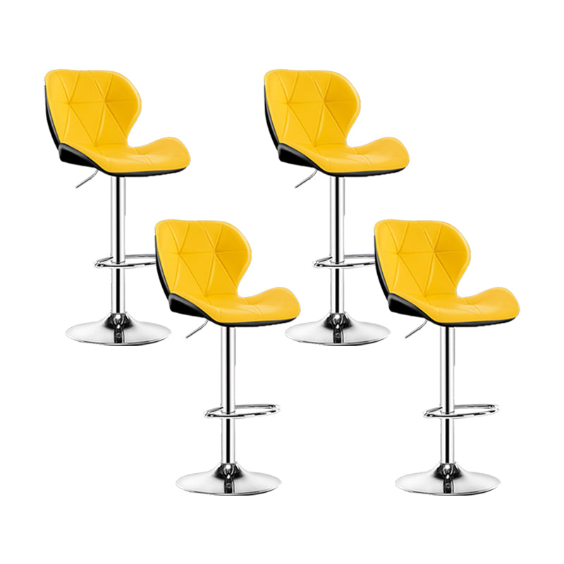 Scandinavian Metal Barstool Faux Leather Footrest Adjustable Counter Stool