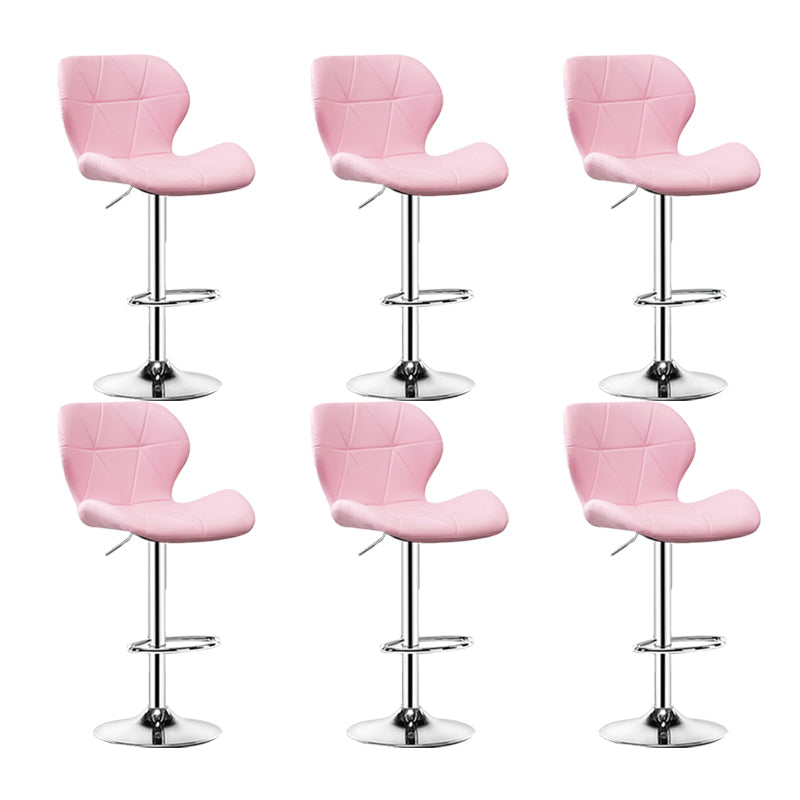 Scandinavian Metal Barstool Faux Leather Footrest Adjustable Counter Stool