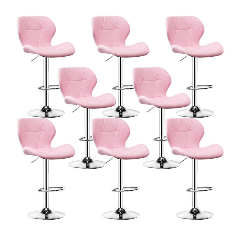 Scandinavian Metal Barstool Faux Leather Footrest Adjustable Counter Stool