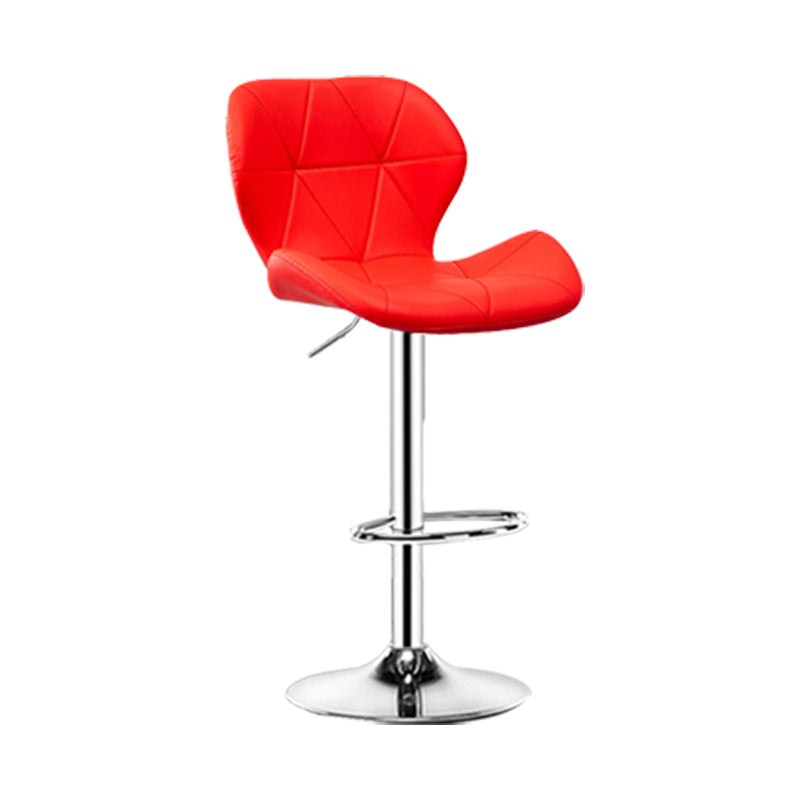 Scandinavian Metal Barstool Faux Leather Footrest Adjustable Counter Stool