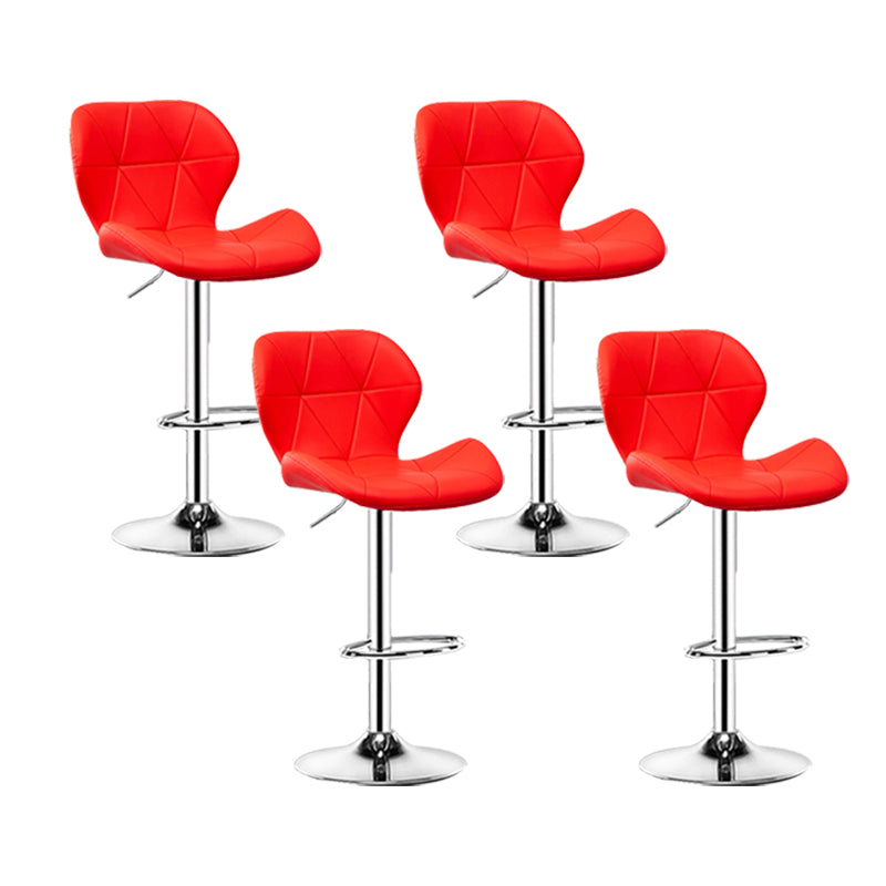 Scandinavian Metal Barstool Faux Leather Footrest Adjustable Counter Stool