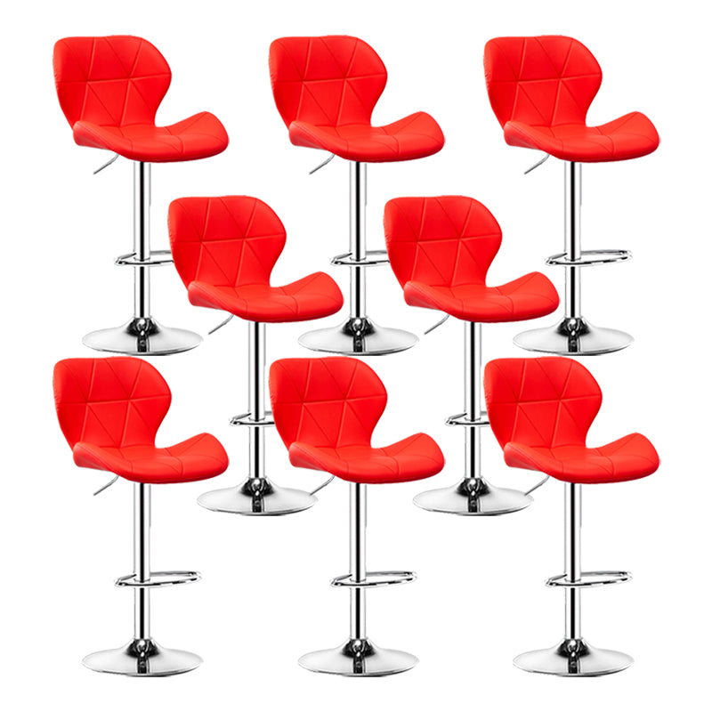 Scandinavian Metal Barstool Faux Leather Footrest Adjustable Counter Stool