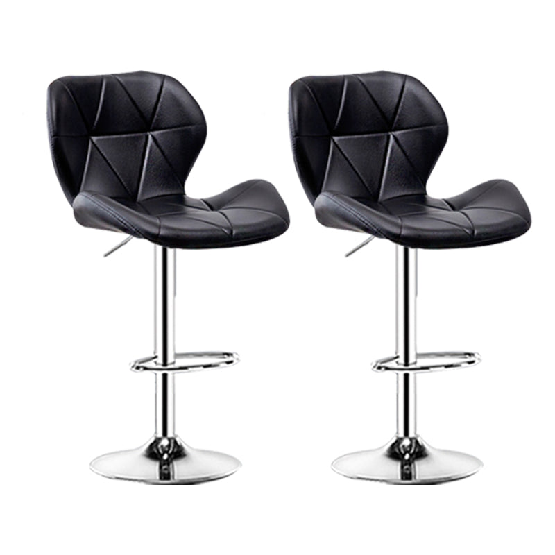 Scandinavian Metal Barstool Faux Leather Footrest Adjustable Counter Stool