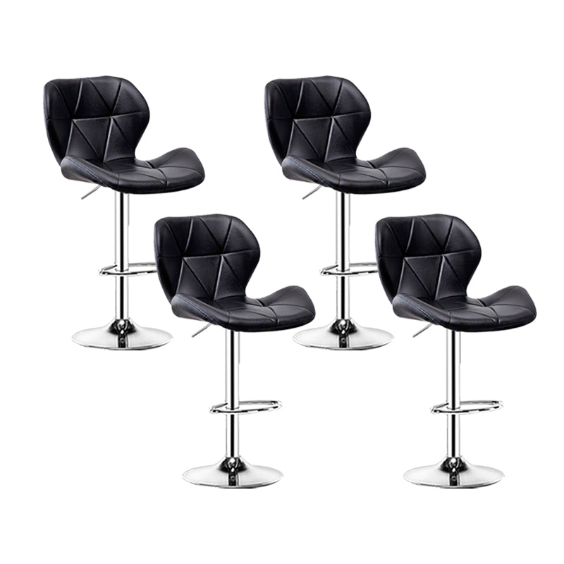 Scandinavian Metal Barstool Faux Leather Footrest Adjustable Counter Stool