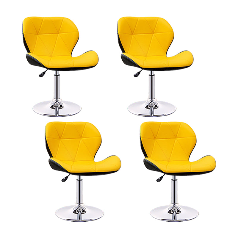 Scandinavian Metal Barstool Faux Leather Footrest Adjustable Counter Stool