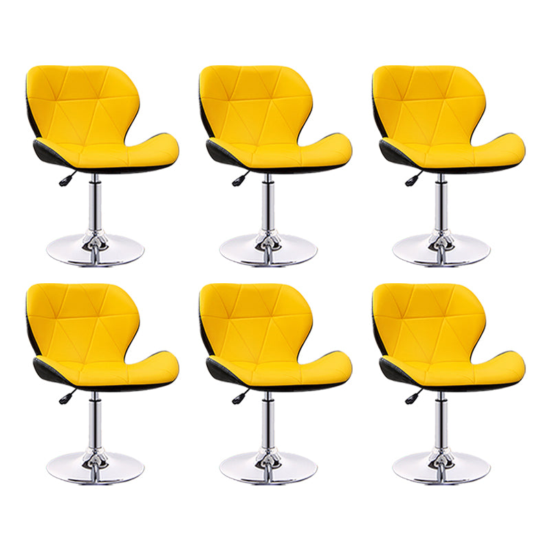 Scandinavian Metal Barstool Faux Leather Footrest Adjustable Counter Stool