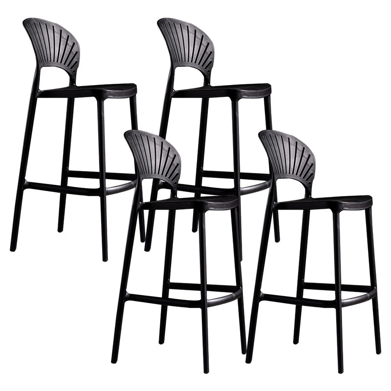 Modern Plastic Barstool Low Back Counter Stool in Matte Finish