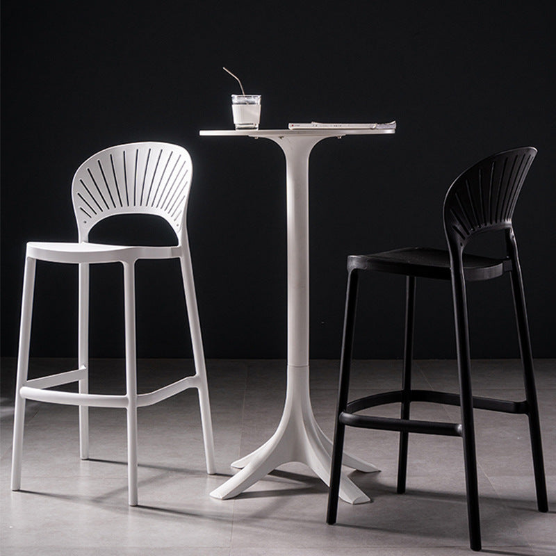 Modern Plastic Barstool Low Back Counter Stool in Matte Finish