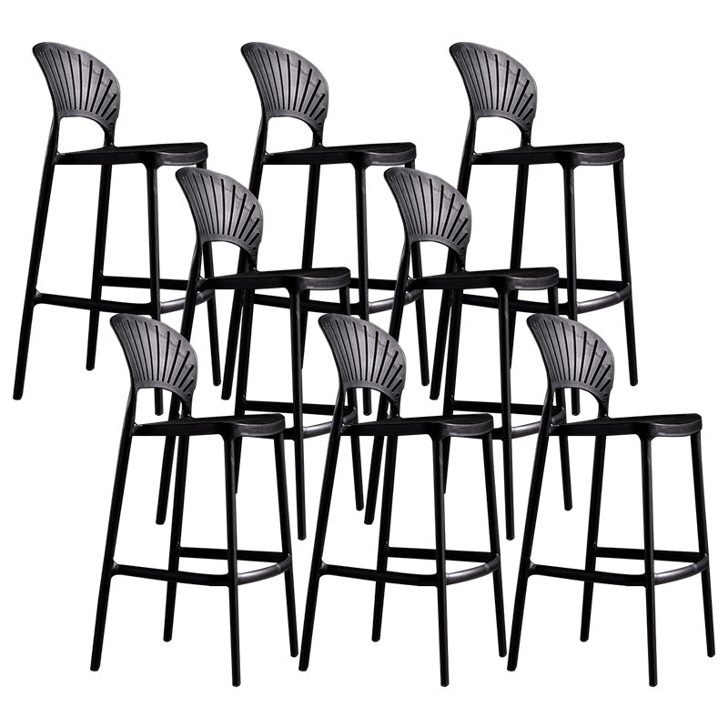 Modern Plastic Barstool Low Back Counter Stool in Matte Finish