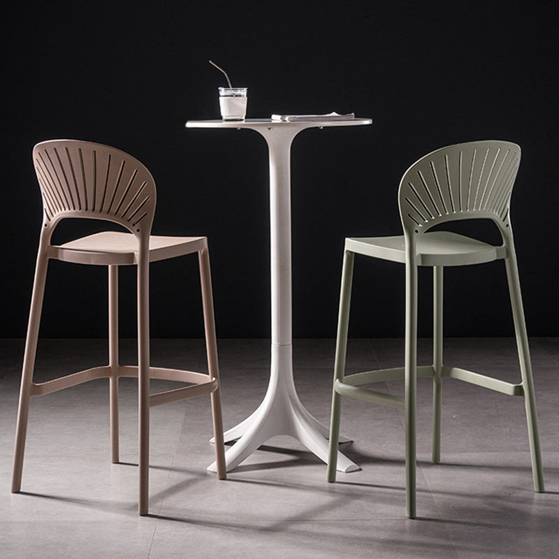 Modern Plastic Barstool Low Back Counter Stool in Matte Finish