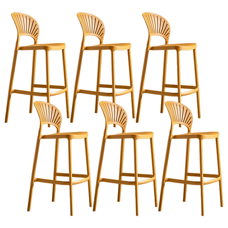 Modern Plastic Barstool Low Back Counter Stool in Matte Finish
