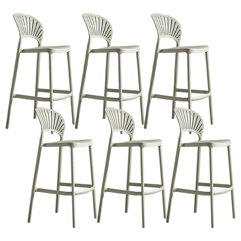 Modern Plastic Barstool Low Back Counter Stool in Matte Finish