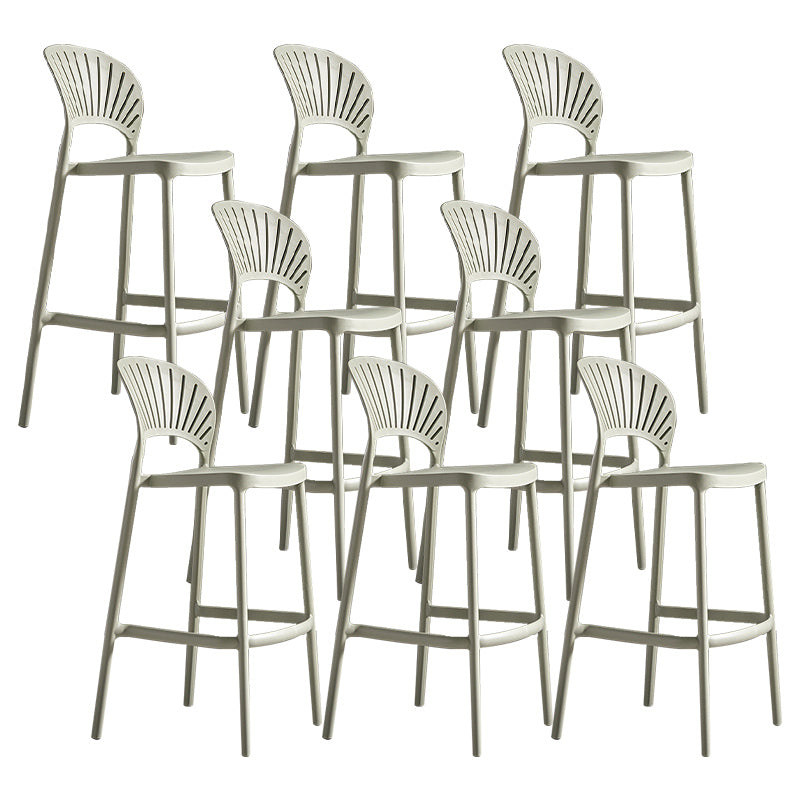 Modern Plastic Barstool Low Back Counter Stool in Matte Finish