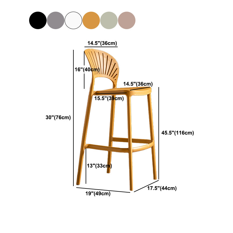 Modern Plastic Barstool Low Back Counter Stool in Matte Finish