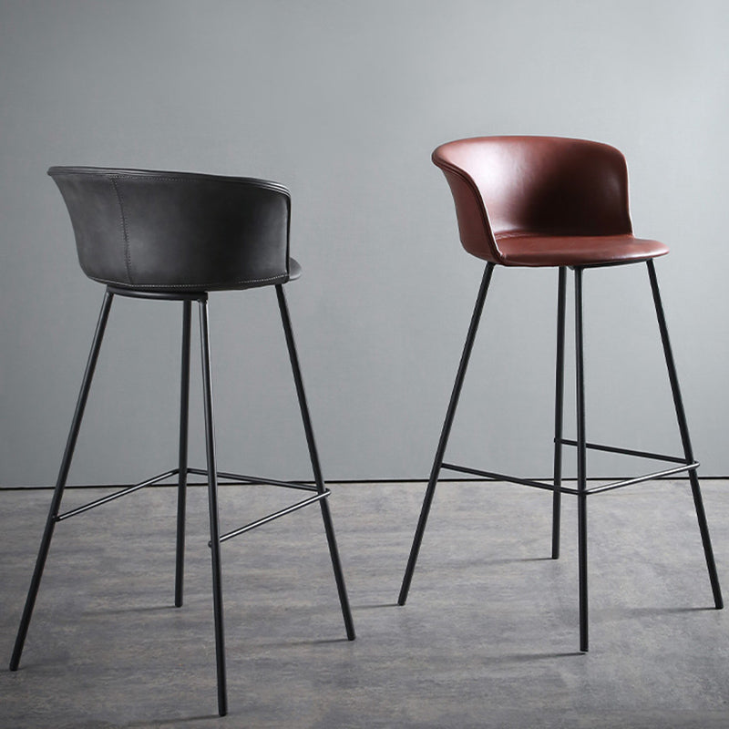Modern Bucket Low Back Counter Chair Faux Leather Counter Bar Stool for Dining Room