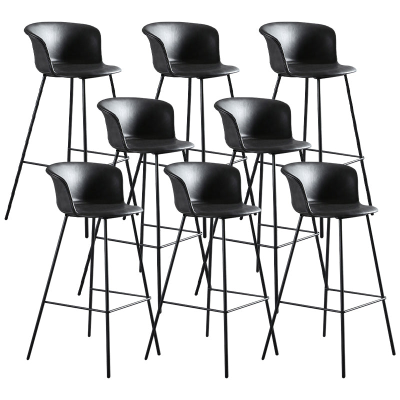 Modern Bucket Low Back Counter Chair Faux Leather Counter Bar Stool for Dining Room