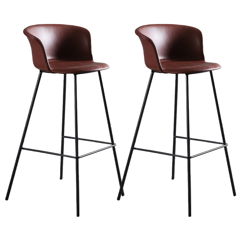 Modern Bucket Low Back Counter Chair Faux Leather Counter Bar Stool for Dining Room
