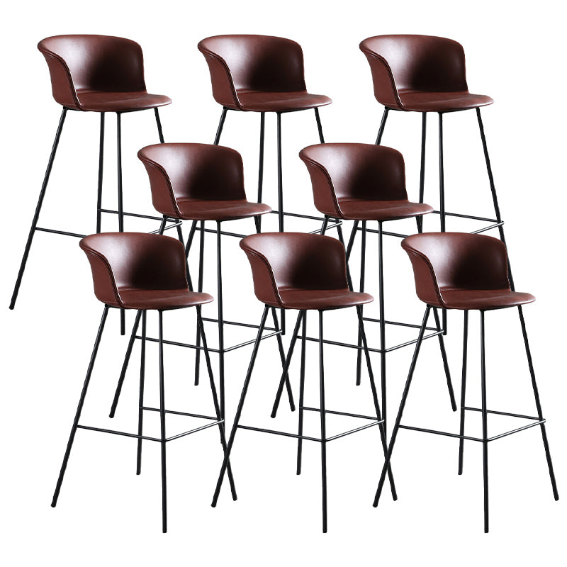 Modern Bucket Low Back Counter Chair Faux Leather Counter Bar Stool for Dining Room
