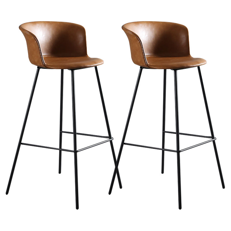 Modern Bucket Low Back Counter Chair Faux Leather Counter Bar Stool for Dining Room
