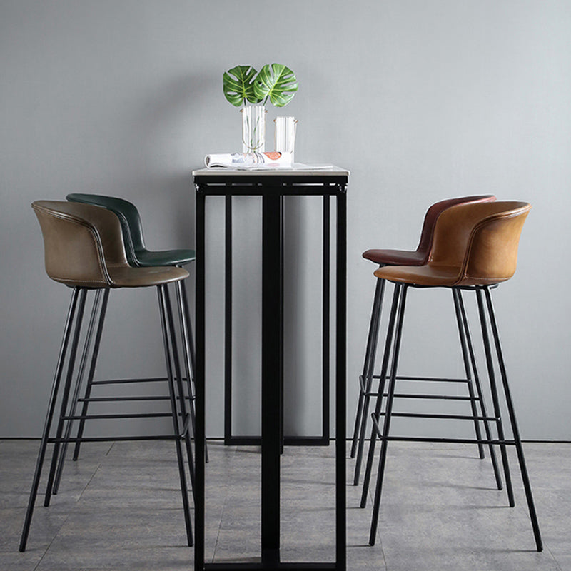 Modern Bucket Low Back Counter Chair Faux Leather Counter Bar Stool for Dining Room