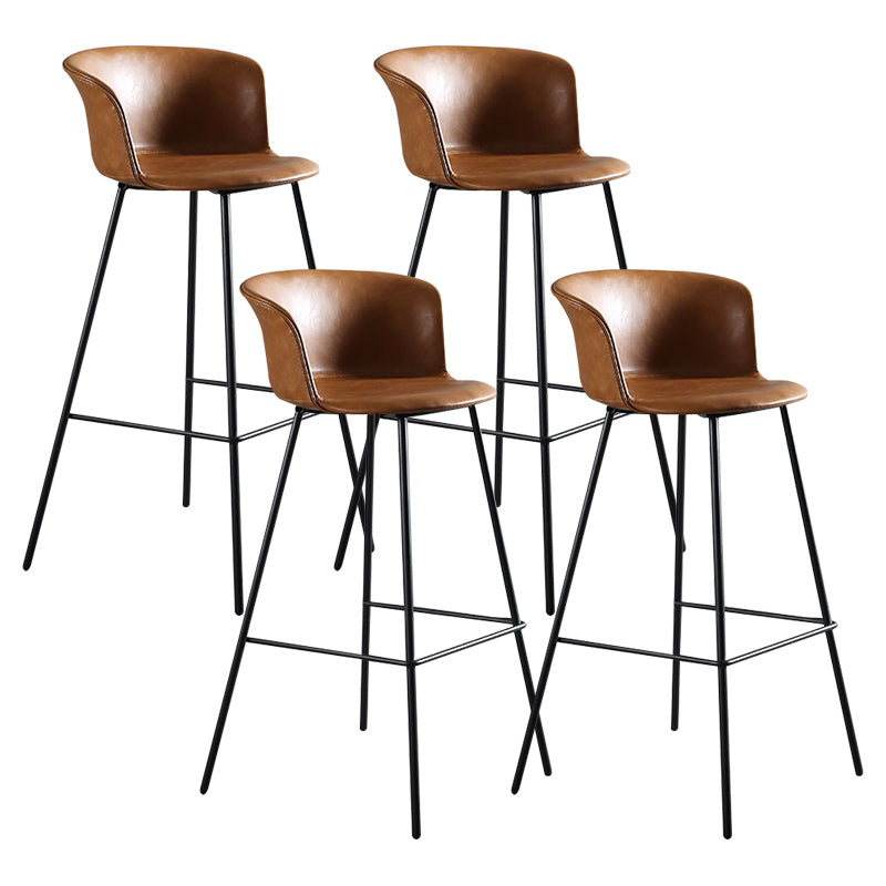 Modern Bucket Low Back Counter Chair Faux Leather Counter Bar Stool for Dining Room