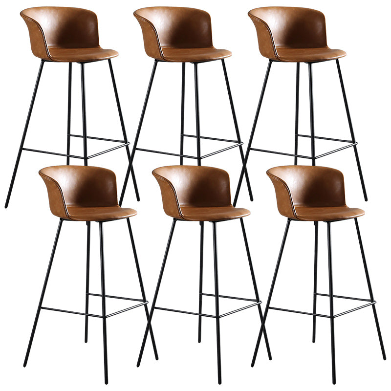 Modern Bucket Low Back Counter Chair Faux Leather Counter Bar Stool for Dining Room