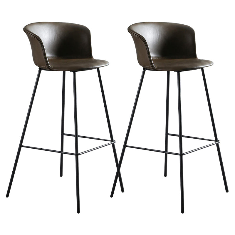 Modern Bucket Low Back Counter Chair Faux Leather Counter Bar Stool for Dining Room